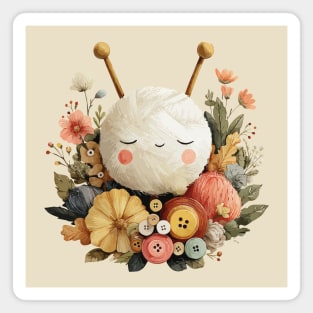 Cozy Yarn Ball & Buttons - Knitter & Crocheter Gift Magnet